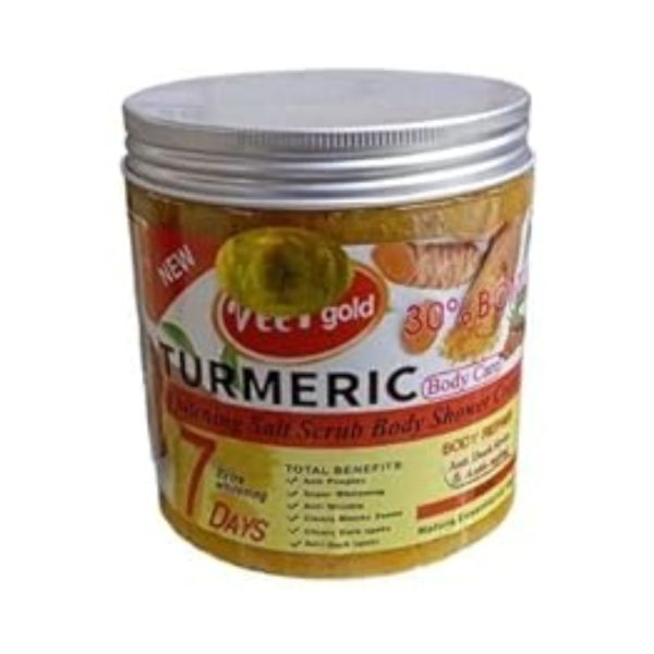Veet gold turmeric whitening salt scrub body shower cream