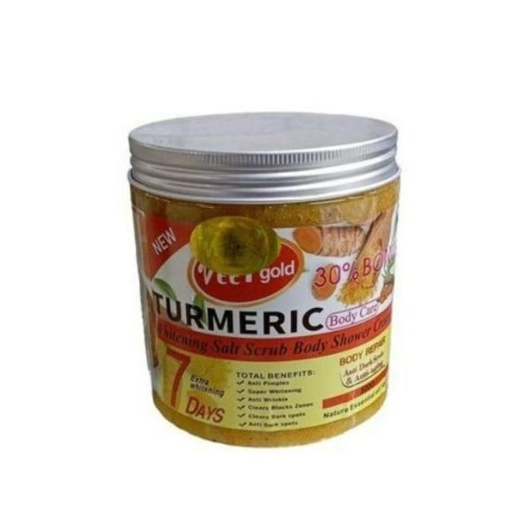 Veet gold turmeric whitening salt scrub body shower cream