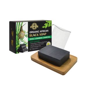 Pei Mei Organic African Black Soap With Snail & Bamboo Charcoal